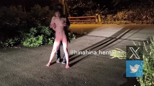 ライトで照らしながら撮影♪ 遠くからでも影が見えちゃう💦 【野外露出】 続きはファンサイトへ!